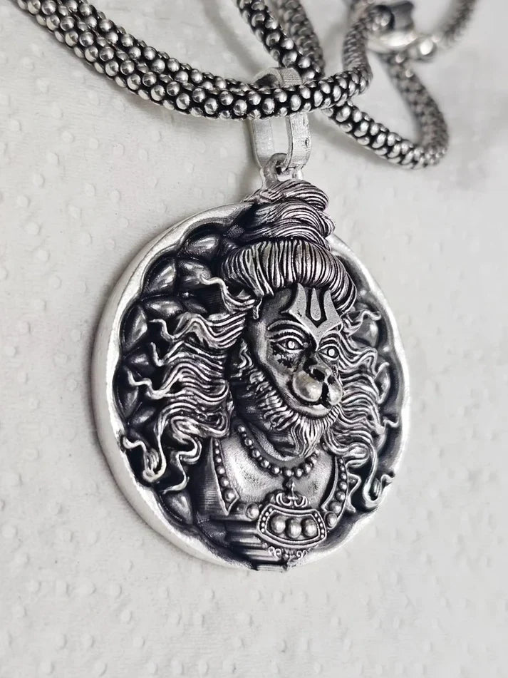 Hanuman Ji Pendant With Pure Silver Chain by Aadhyatmik Vardaan