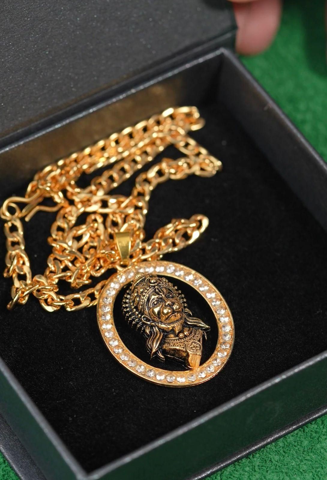 24K Gold Plated Hanuman Ji Face Pendant & Chain by Aadhyatmik Vardaan