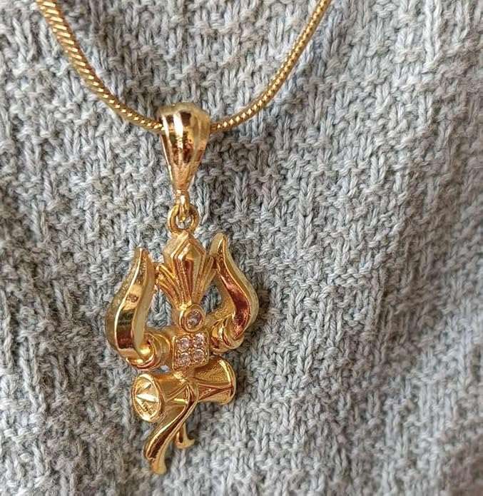 Premium Mahadev Trishul Om and Damru pendant with chain by Aadhyatmik Vardaan