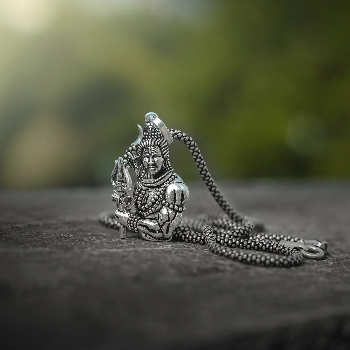 Lord Shiva With Trishul Pendant Chain by Aadhyatmik Vardaan